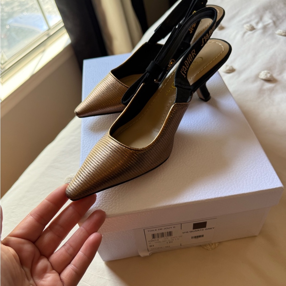 Dior Gold and Black Slingback Heels Classic Design
